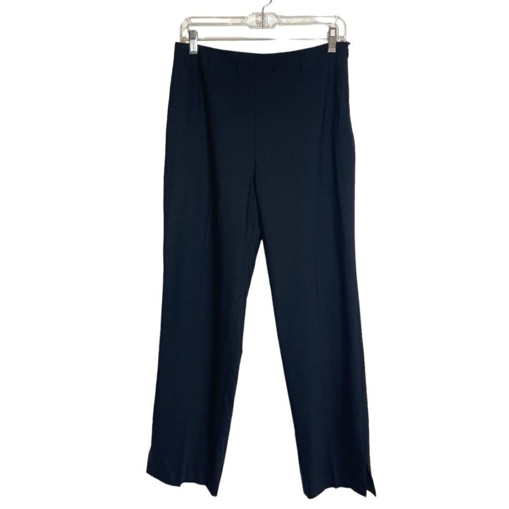 Escada Black Cut Out Waist Detail Straight Leg High Rise Split Hem Pants Size 8